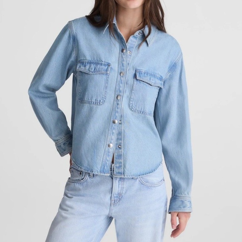 NWT Madewell Airy Denim Relaxed Shirt Jacket Faded Horizon Wash, Size L, $128